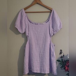 Chic Lilac Puff Sleeve Mini Dress